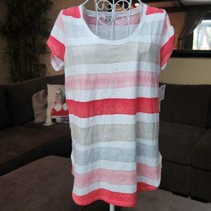 NWT "Make Me Blush " Liz Claiborne striped shirt sz medium